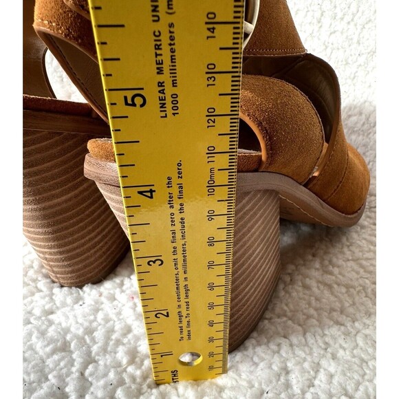 Marc Fisher Suede Sandals Womens 8 US Strappy Block Heel Brown Open Toe Booties - Picture 6 of 13